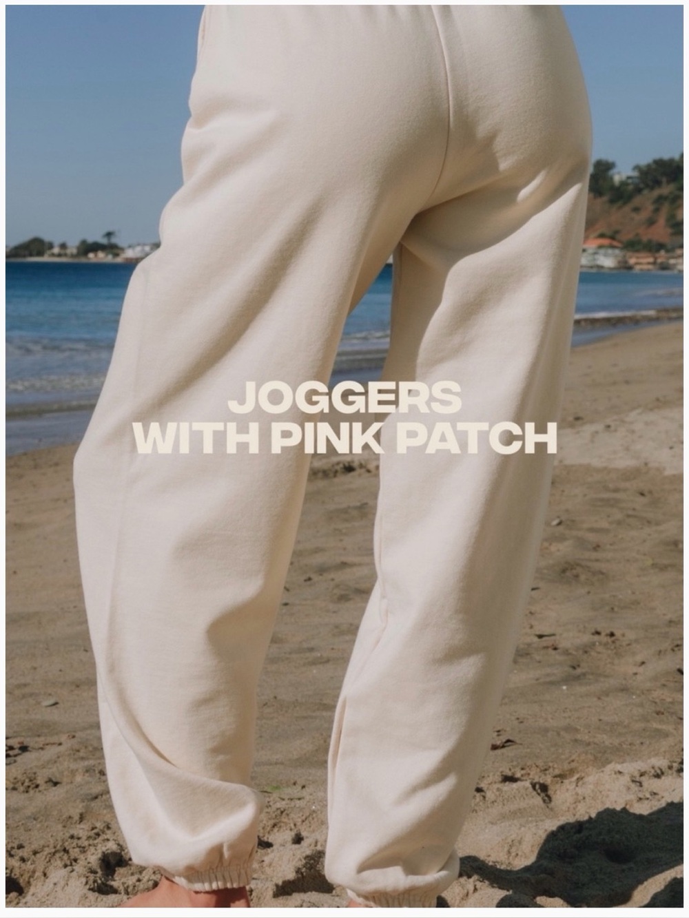 Daily Drills Cream Sweatpants with Pink Logo Patch